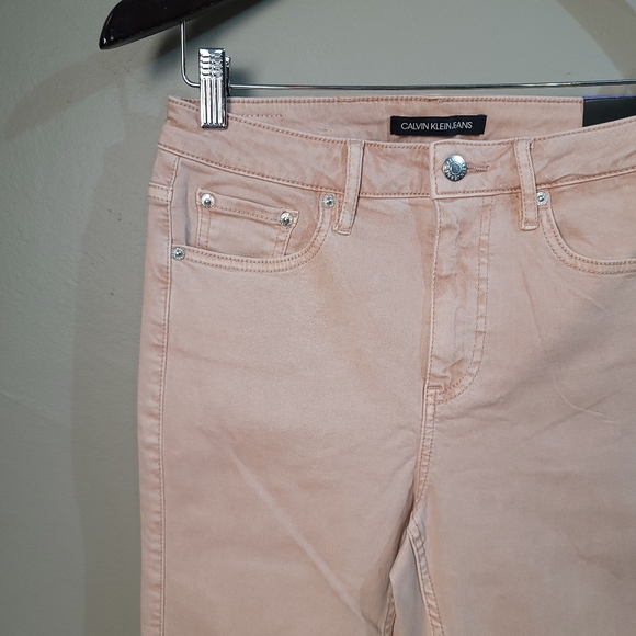 Calvin Klein Jeans NWT Rose Pink Cotton Blend High Rise Skinny Jeans - SIZE 4 - Picture 3 of 11